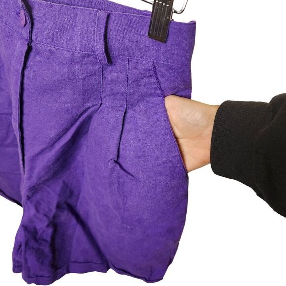 Vintage 80s Nordstrom High Waist Mom Shorts Womens Size S Purple Chinos Cotton - Picture 2 of 7